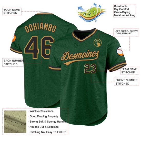 Grün Authentic Schwarz-Old Jersey Throwback Baseball Gold Custom Grün Authentic Schwarz-Old Jersey Throwback Baseball Gold Custom