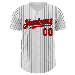 Benutzerdefinierte schwarze Trikot rot weiß Nadelstreifen Baseball authentisch Benutzerdefinierte schwarze Trikot rot weiß Nadelstreifen Baseball authentisch
