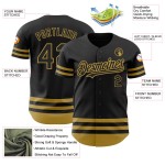 Altes benutzerdefiniertes authentisches Baseball-Trikot mit schwarzer Goldlinie Altes benutzerdefiniertes authentisches Baseball-Trikot mit schwarzer Goldlinie