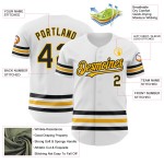 Line Weiß Jersey Authentic Schwarz-Gold Baseball Custom Line Weiß Jersey Authentic Schwarz-Gold Baseball Custom