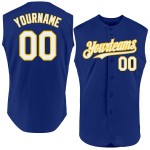 Jersey Baseball Weiß-Gelb Custom Royal Ärmellos Authentic Jersey Baseball Weiß-Gelb Custom Royal Ärmellos Authentic