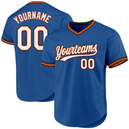 Blaues authentisches orange-schwarzes Baseball-Custom-Throwback-Trikot Blaues authentisches orange-schwarzes Baseball-Custom-Throwback-Trikot