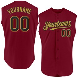 Custom Crimson Black-Old Ärmelloses Jersey Authentic Gold Baseball