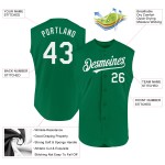 Ärmelloses authentisches grün-weißes Kelly Baseball-Trikot nach Maß Ärmelloses authentisches grün-weißes Kelly Baseball-Trikot nach Maß