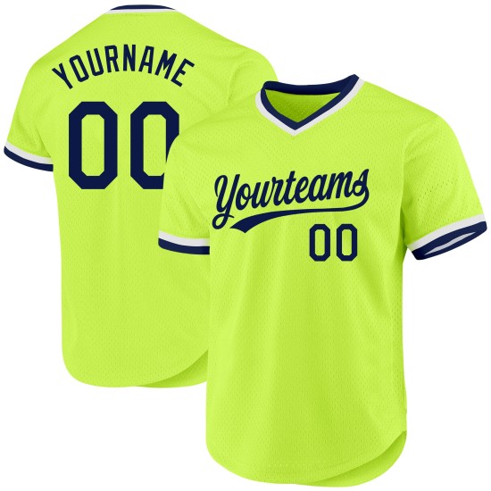 Throwback Neon Custom Authentic Marineblau-Weißes Jersey Grünes Baseball Throwback Neon Custom Authentic Marineblau-Weißes Jersey Grünes Baseball