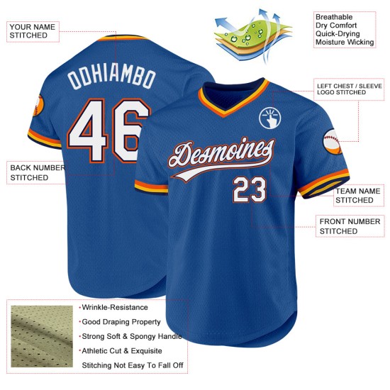 Authentisches Orange-Gold-Trikot Throwback Baseball Blau Custom Navy Authentisches Orange-Gold-Trikot Throwback Baseball Blau Custom Navy