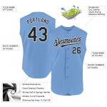 Leichtes authentisches Baseball-Blau-Ärmelloses Trikot Custom Schwarz-Weiß Leichtes authentisches Baseball-Blau-Ärmelloses Trikot Custom Schwarz-Weiß