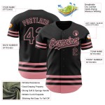 Authentisches mittelgroßes Baseball-Trikot in Pink mit schwarzer Linie Authentisches mittelgroßes Baseball-Trikot in Pink mit schwarzer Linie