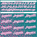 Benutzerdefinierte Leopard Weiß-Rosa Druck Jersey Verblassen Authentische 3D Baseball Muster Teal Design Mode Benutzerdefinierte Leopard Weiß-Rosa Druck Jersey Verblassen Authentische 3D Baseball Muster Teal Design Mode