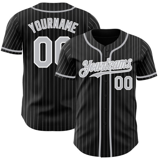 Baseball Weiß Grau Authentic Schwarz Custom Jersey Nadelstreifen Baseball Weiß Grau Authentic Schwarz Custom Jersey Nadelstreifen