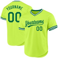 Throwback Green Authentic Baseball Custom Kelly Trikot Neongrün-Weiß