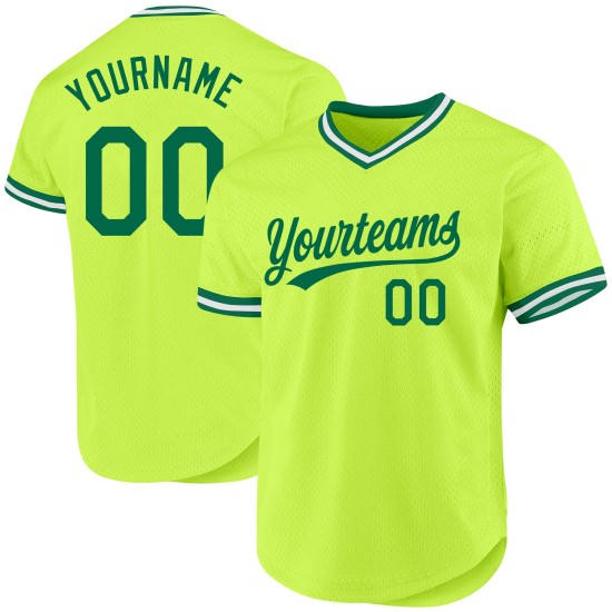 Throwback Green Authentic Baseball Custom Kelly Trikot Neongrün-Weiß Throwback Green Authentic Baseball Custom Kelly Trikot Neongrün-Weiß