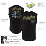 Authentic Sleeveless Custom Jersey Schwarz Baseball Royal-Gelb Authentic Sleeveless Custom Jersey Schwarz Baseball Royal-Gelb