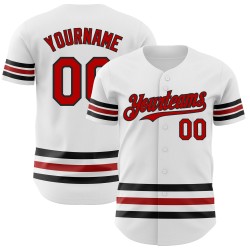 Baseball Authentic Trikot Custom Line Weiß Rot-Schwarz