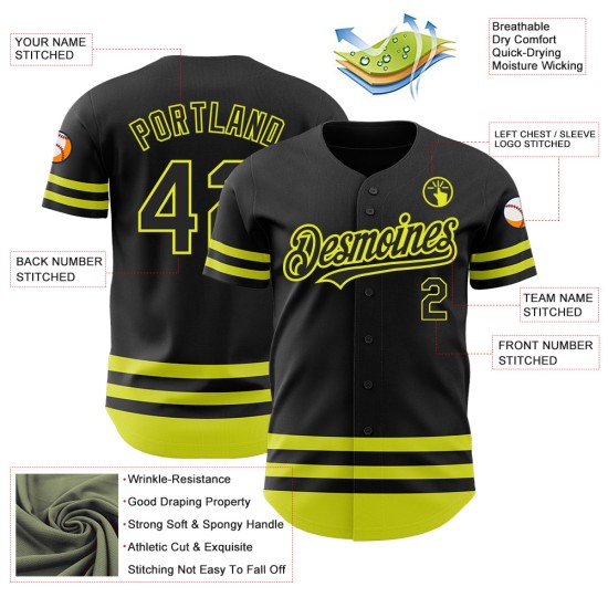 Jersey Neon Baseball Custom Schwarz Authentic Line Gelb Jersey Neon Baseball Custom Schwarz Authentic Line Gelb