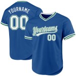 Blau-Grün Baseball Throwback Authentic White-Kelly Custom Jersey Blau-Grün Baseball Throwback Authentic White-Kelly Custom Jersey