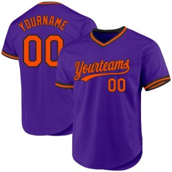 Throwback Custom Orange-Schwarz Authentic Lila Jersey Baseball