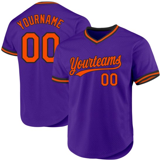 Throwback Custom Orange-Schwarz Authentic Lila Jersey Baseball Throwback Custom Orange-Schwarz Authentic Lila Jersey Baseball