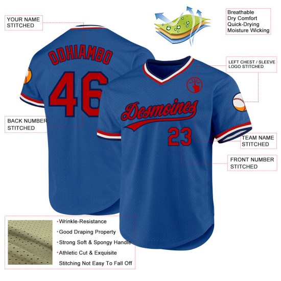 Rot-Marineblaues authentisches, individuelles blaues Throwback-Baseballtrikot Rot-Marineblaues authentisches, individuelles blaues Throwback-Baseballtrikot