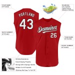 Benutzerdefiniertes rotes ärmelloses authentisches weiß-schwarzes Baseball-Trikot Benutzerdefiniertes rotes ärmelloses authentisches weiß-schwarzes Baseball-Trikot