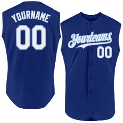 Baseball Blau Custom Royal Ärmellos Weiß-Licht Authentic Jersey