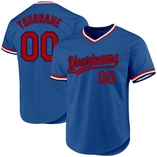 Rot-Marineblaues authentisches, individuelles blaues Throwback-Baseballtrikot Rot-Marineblaues authentisches, individuelles blaues Throwback-Baseballtrikot