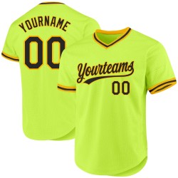 Jersey Schwarz-Gold Neon Baseball Authentic Throwback Custom Grün