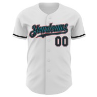 Jersey Schwarz Custom Authentic Teal-Rot Weiß Baseball Jersey Schwarz Custom Authentic Teal-Rot Weiß Baseball