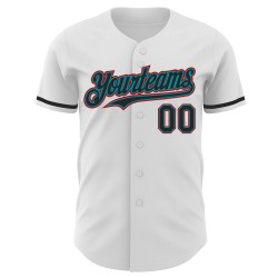 Jersey Schwarz Custom Authentic Teal-Rot Weiß Baseball Jersey Schwarz Custom Authentic Teal-Rot Weiß Baseball